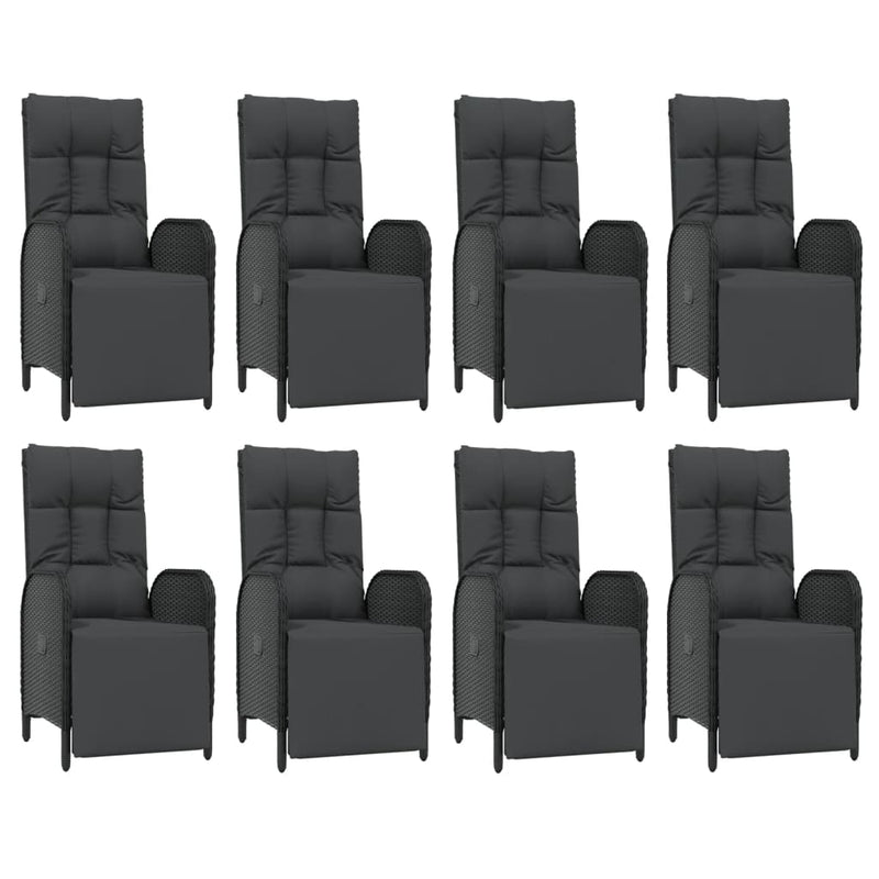 vidaXL 9 Piece Garden Dining Set with Cushions Black Poly Rattan