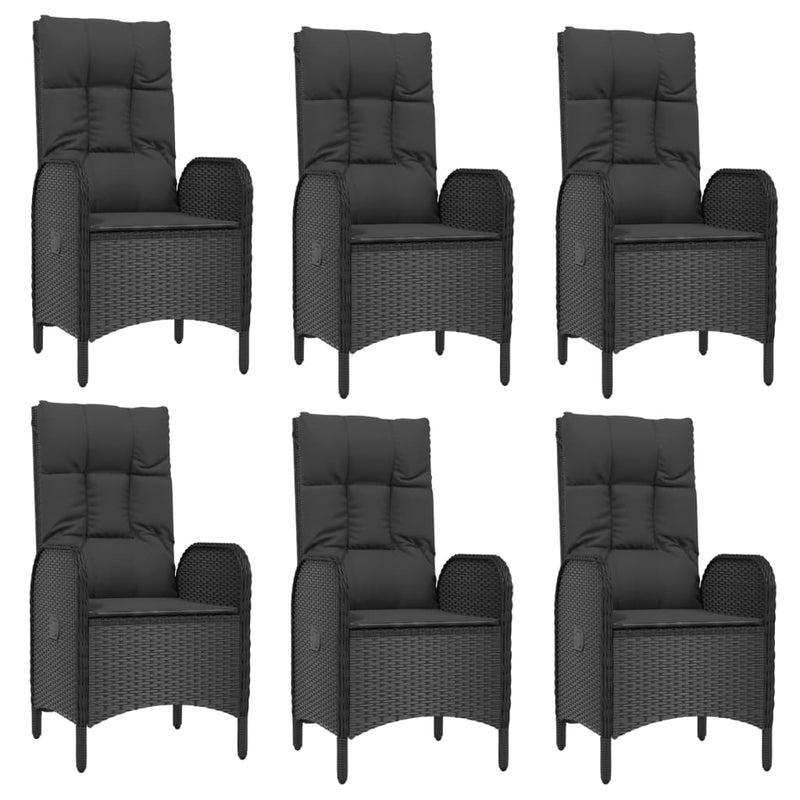 vidaXL 9 Piece Garden Dining Set with Cushions Black Poly Rattan