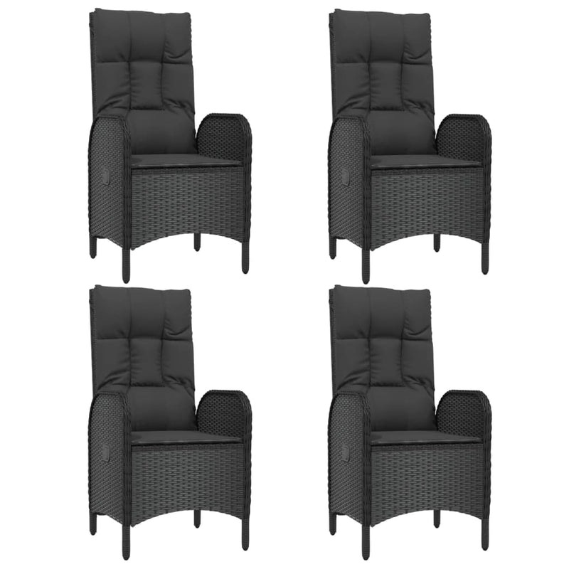 vidaXL 5 Piece Garden Dining Set with Cushions Black Poly Rattan