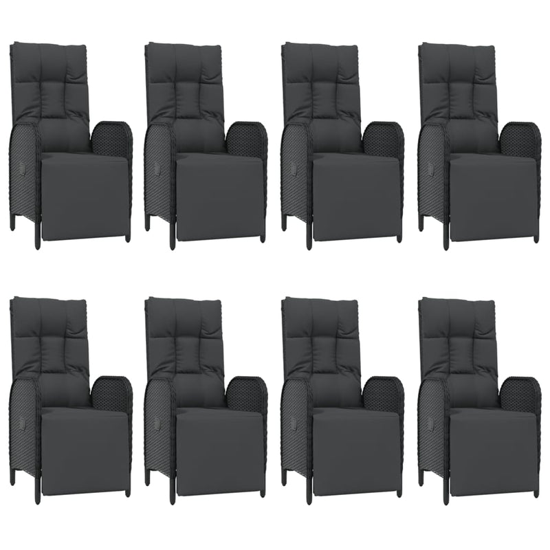 vidaXL 9 Piece Garden Dining Set with Cushions Black Poly Rattan