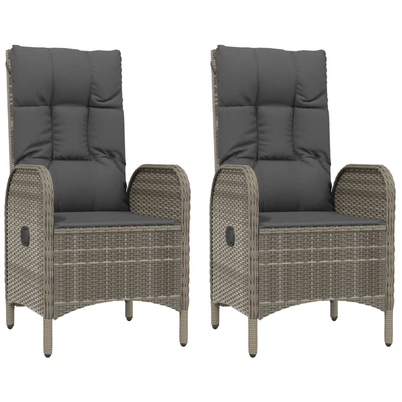 vidaXL 3 Piece Garden Dining Set with Cushions Grey Poly Rattan
