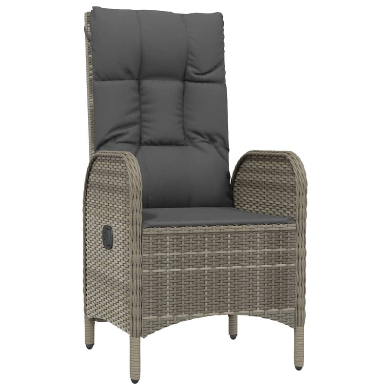 vidaXL 3 Piece Garden Dining Set with Cushions Grey Poly Rattan