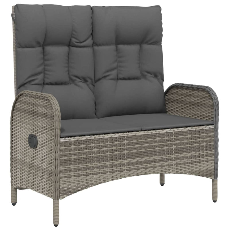 vidaXL 3 Piece Garden Dining Set with Cushions Grey Poly Rattan