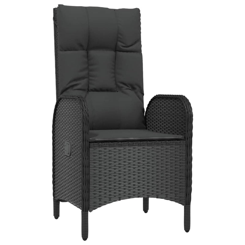 vidaXL 3 Piece Garden Dining Set with Cushions Black Poly Rattan