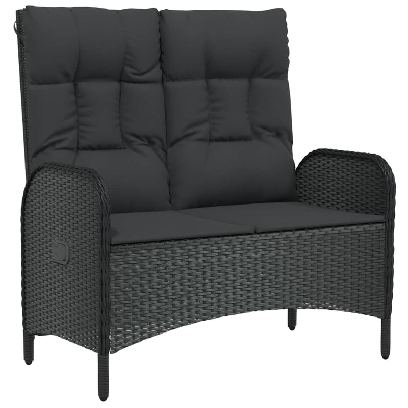 vidaXL 3 Piece Garden Dining Set with Cushions Black Poly Rattan