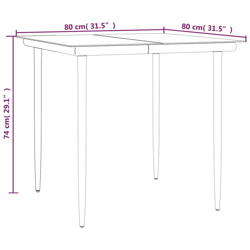 vidaXL 3 Piece Garden Dining Set with Cushions Black Poly Rattan