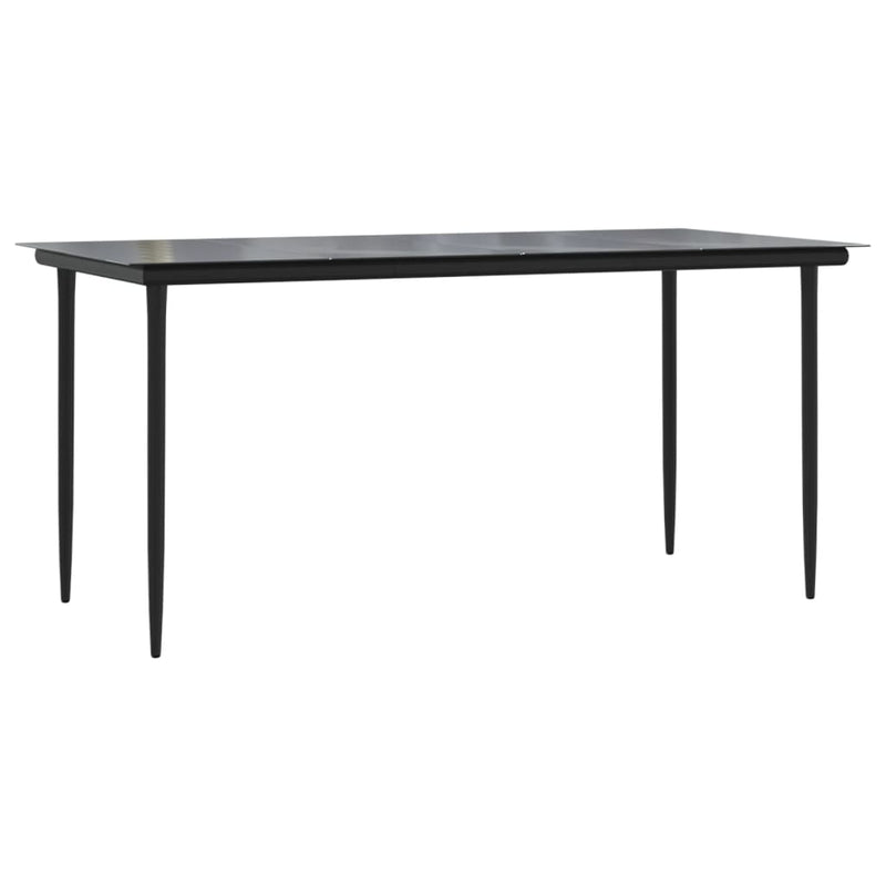 vidaXL 9 Piece Garden Dining Set with Cushions Black and Grey Poly Rattan