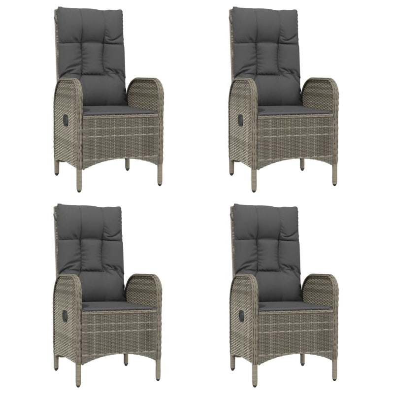 vidaXL 5 Piece Garden Dining Set with Cushions Black and Grey Poly Rattan