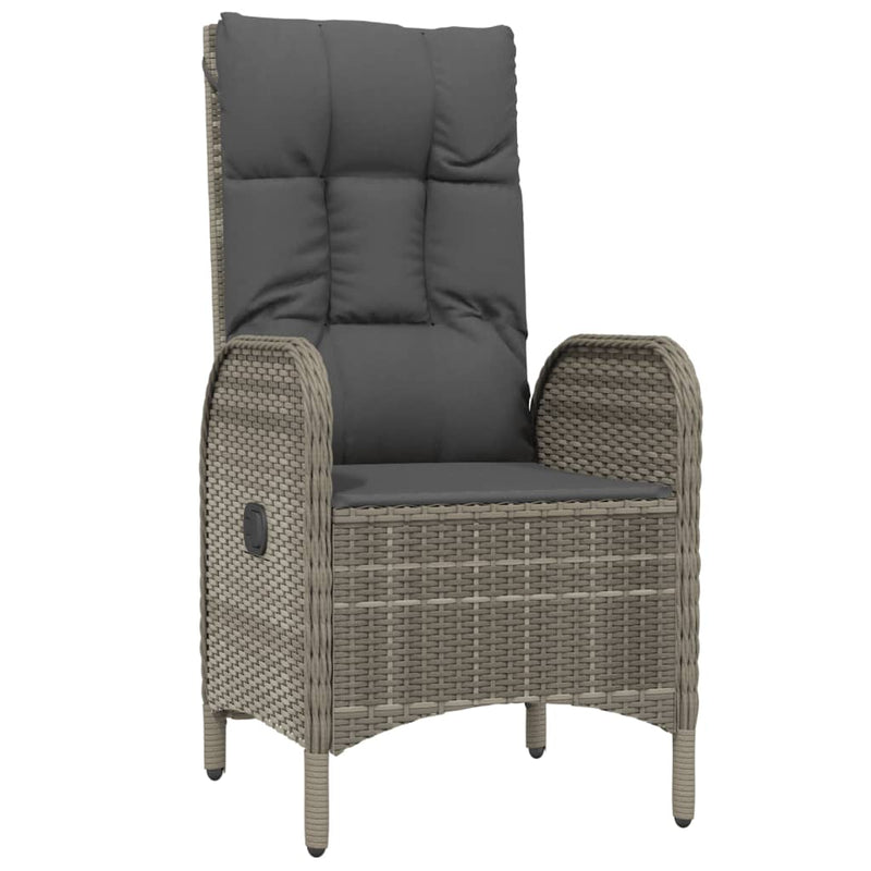 vidaXL 5 Piece Garden Dining Set with Cushions Black and Grey Poly Rattan