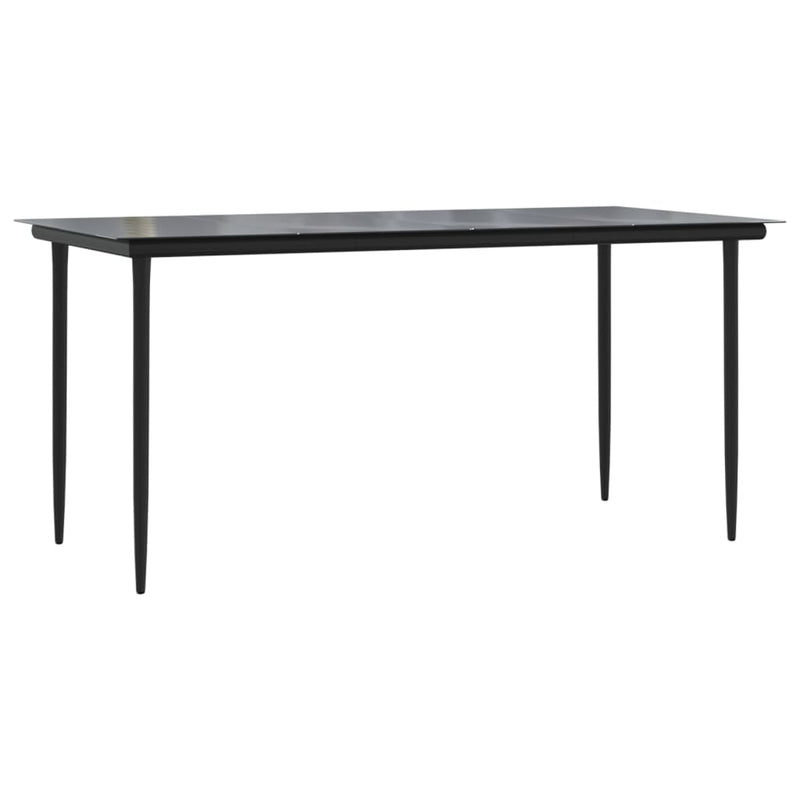 vidaXL 5 Piece Garden Dining Set with Cushions Black and Grey Poly Rattan