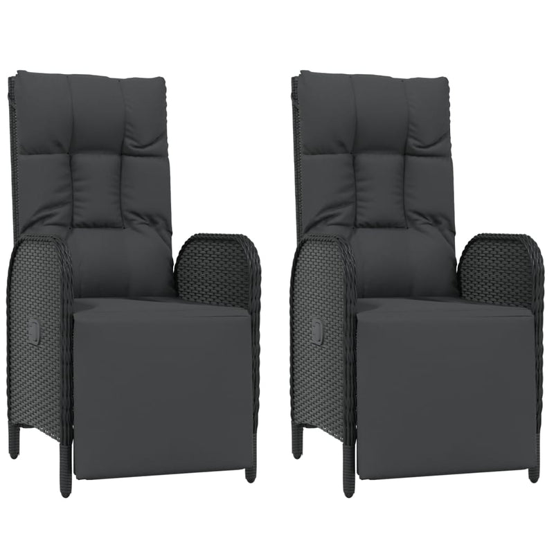 vidaXL 5 Piece Garden Dining Set with Cushions Black Poly Rattan