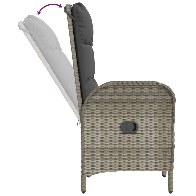vidaXL 7 Piece Garden Dining Set with Cushions Black and Grey Poly Rattan