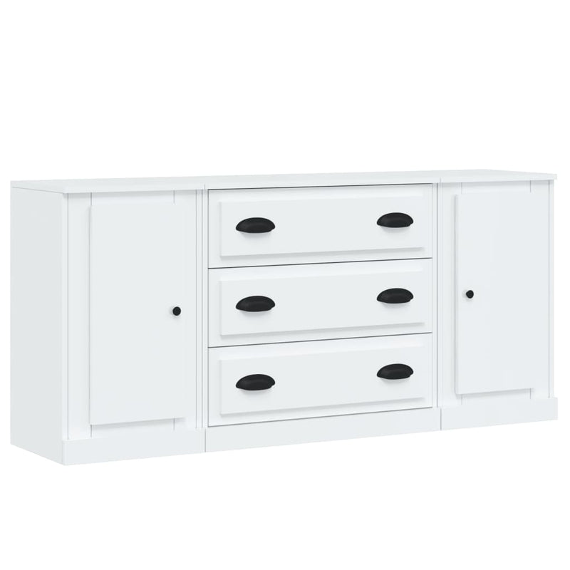 vidaXL Sideboards 3 pcs High Gloss White Engineered Wood