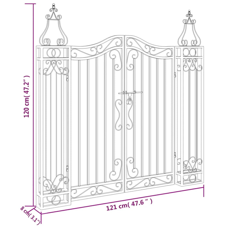 Garden Gate Black 121x8x120 cm Wrought Iron