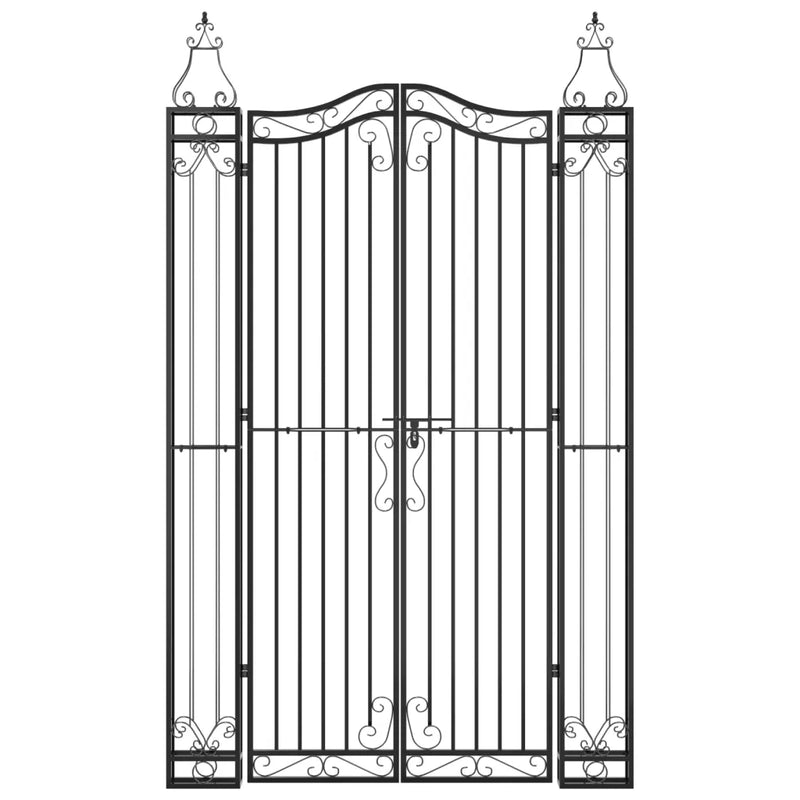 Garden Gate Black 121x8x200 cm Wrought Iron
