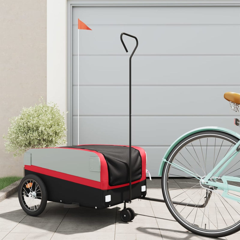 vidaXL Bike Trailer Black and Red 45 kg Iron