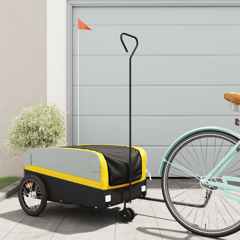 vidaXL Bike Trailer Black and Yellow 45 kg Iron