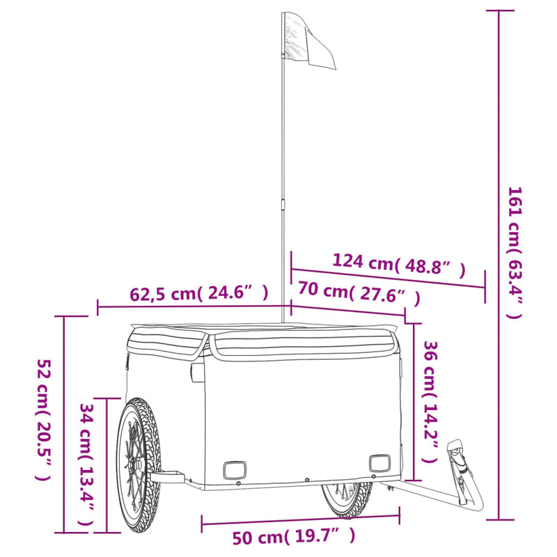 vidaXL Bike Trailer Black and Yellow 45 kg Iron