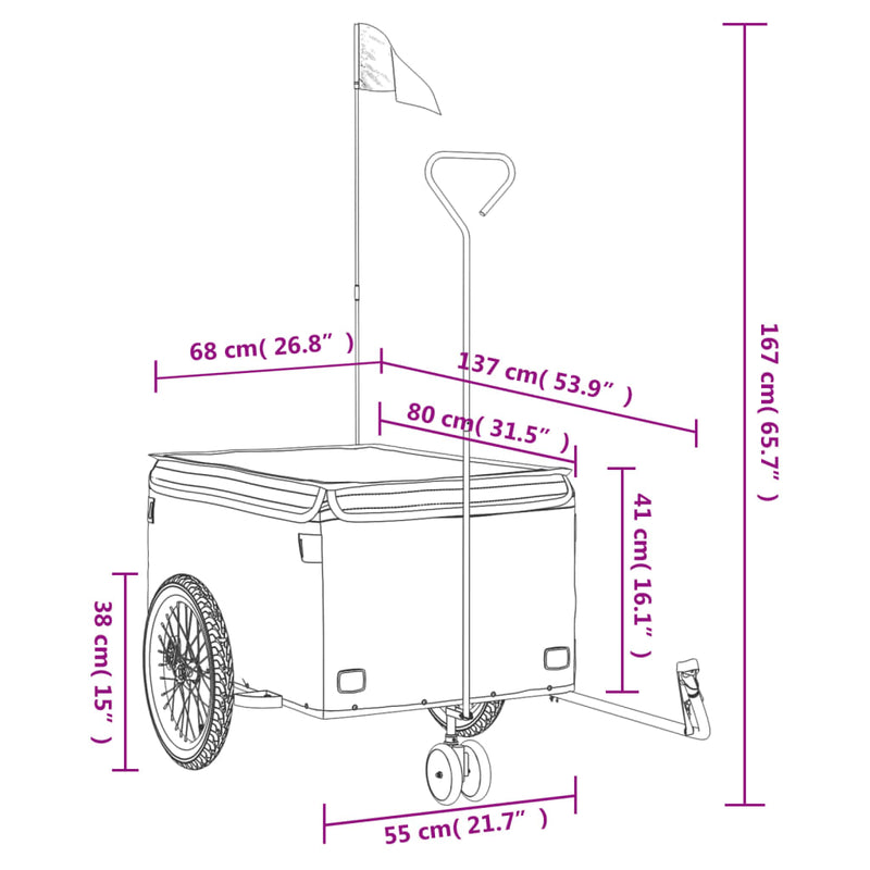 vidaXL Bike Trailer Black and Red 45 kg Iron