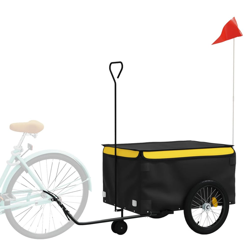 vidaXL Bike Trailer Black and Yellow 45 kg Iron