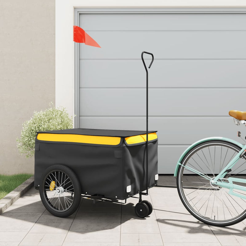 vidaXL Bike Trailer Black and Yellow 45 kg Iron