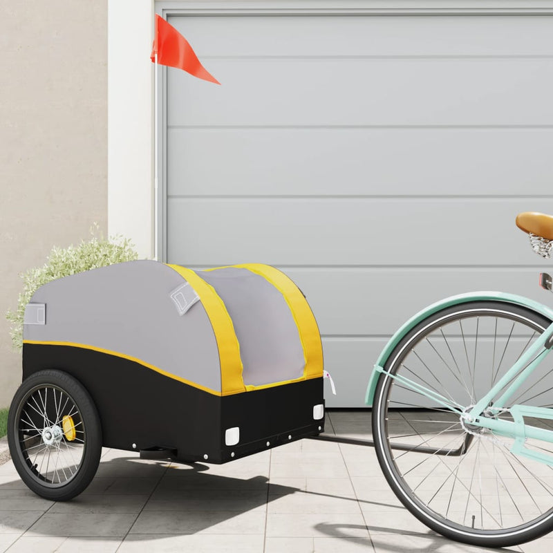 vidaXL Bike Trailer Black and Yellow 45 kg Iron