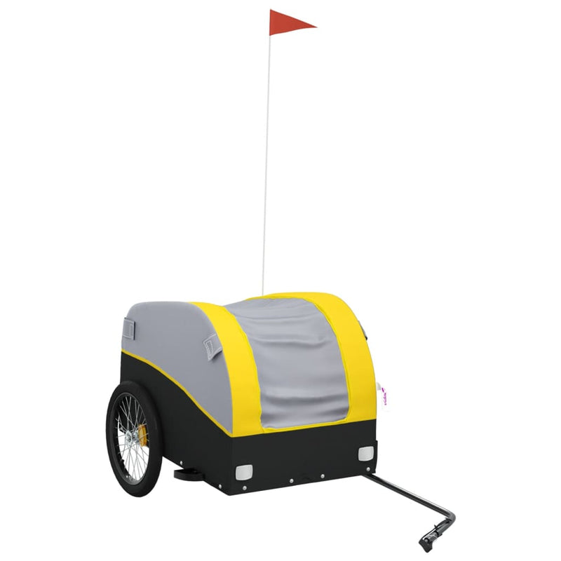 vidaXL Bike Trailer Black and Yellow 45 kg Iron