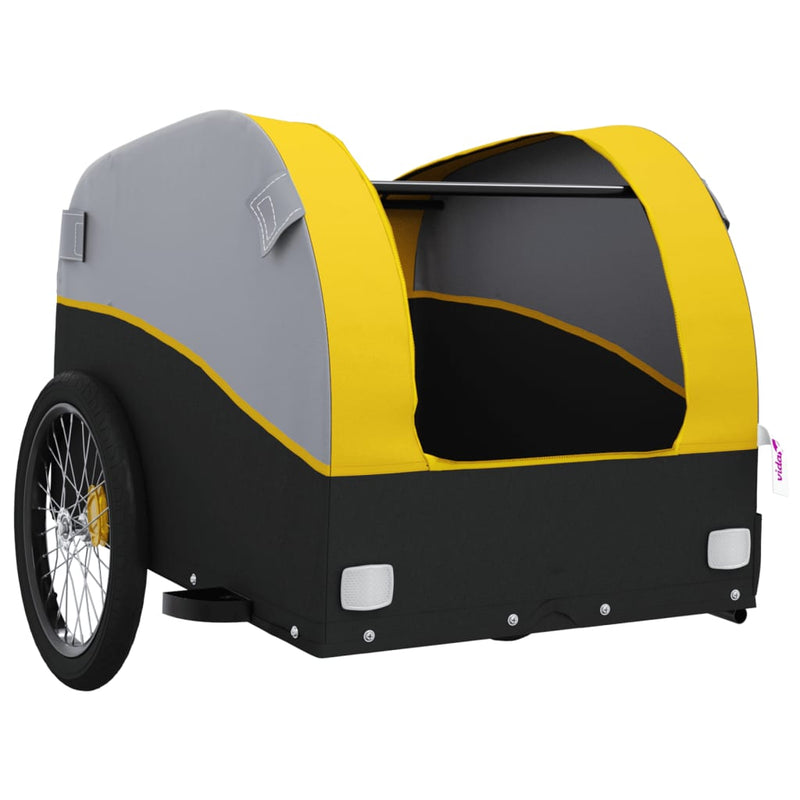 vidaXL Bike Trailer Black and Yellow 45 kg Iron
