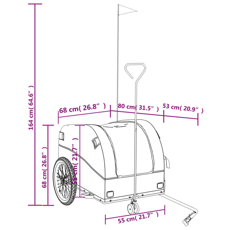 vidaXL Bike Trailer Black and Blue 45 kg Iron