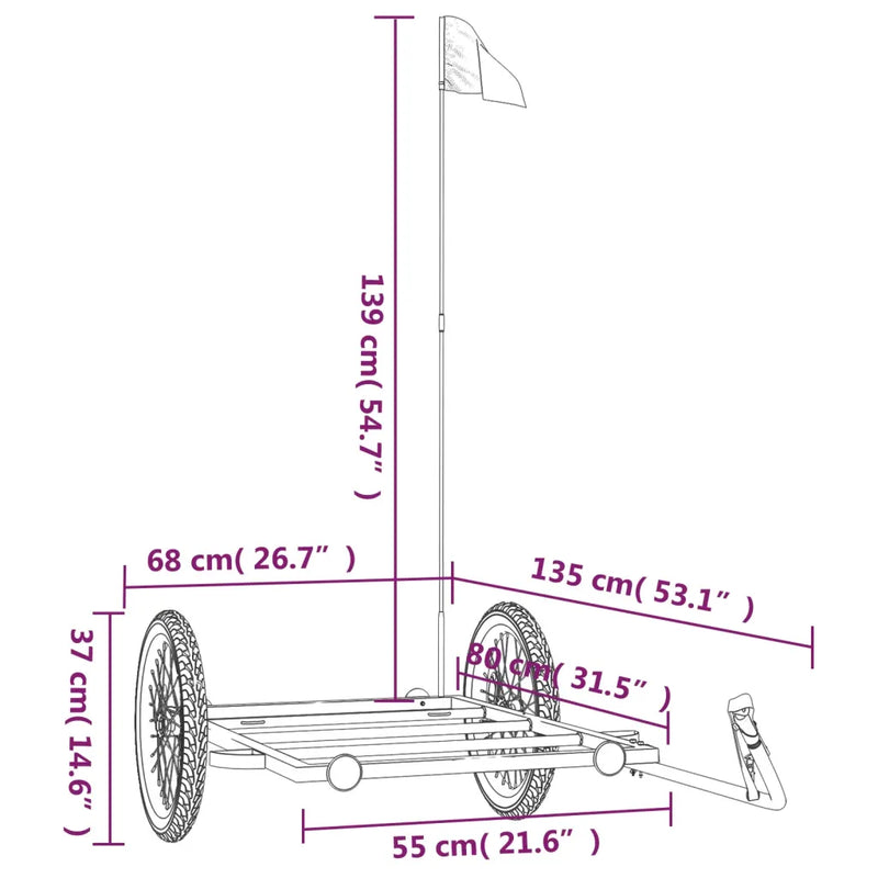 Bike Trailer Black 135x68x37 cm Iron