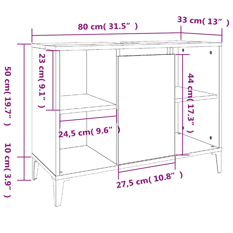 3 Piece Bathroom Furniture Set White Engineered Wood