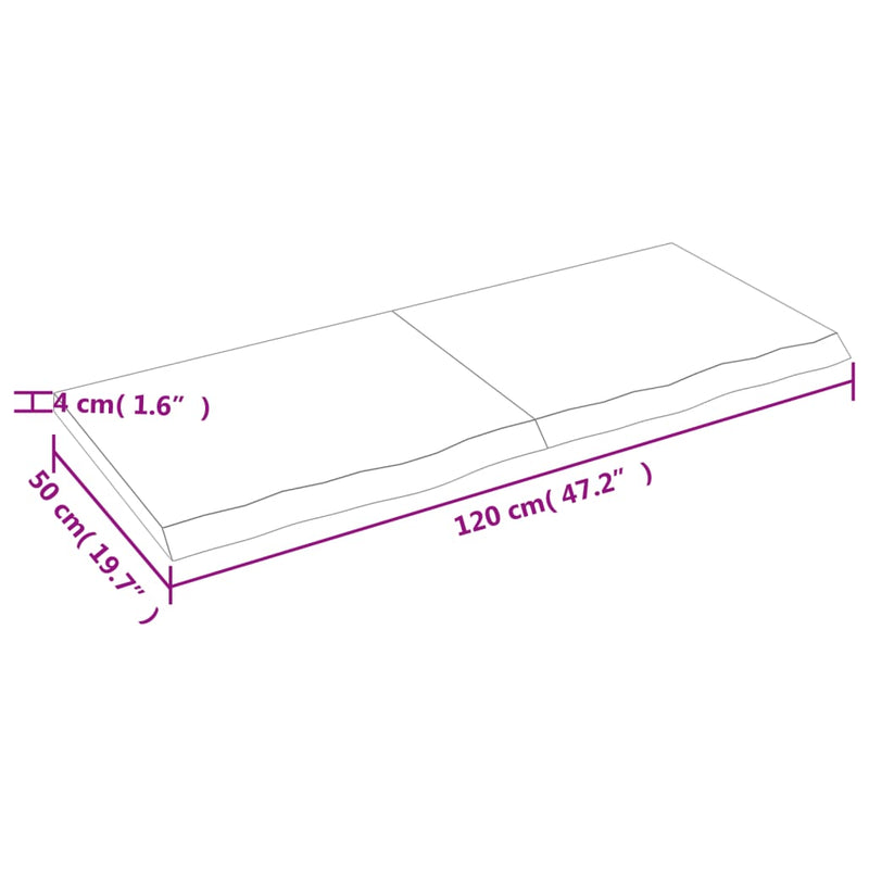 vidaXL Bathroom Countertop Light Brown 120x50x4 cm Treated Solid Wood