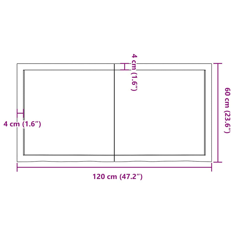 vidaXL Bathroom Countertop Light Brown 120x60x4 cm Treated Solid Wood