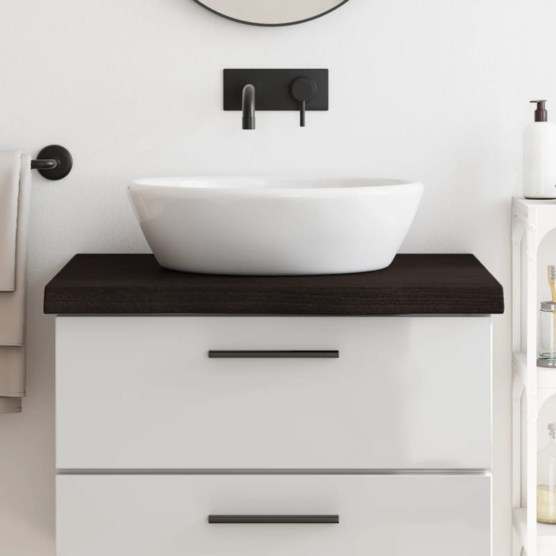 vidaXL Bathroom Countertop Dark Brown 80x60x6 cm Treated Solid Wood