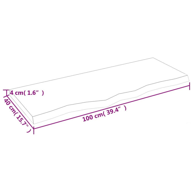 vidaXL Bathroom Countertop Dark Brown 100x40x4 cm Treated Solid Wood