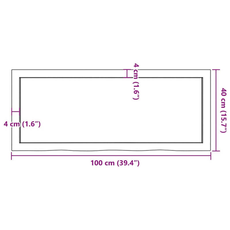 vidaXL Bathroom Countertop Dark Brown 100x40x4 cm Treated Solid Wood