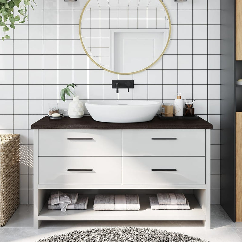 vidaXL Bathroom Countertop Dark Brown 100x40x4 cm Treated Solid Wood