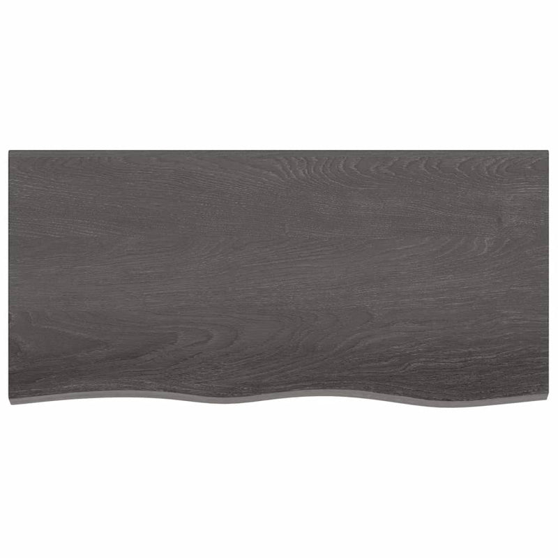 Bathroom Countertop Dark Brown 100x50x2 cm Treated Solid Wood