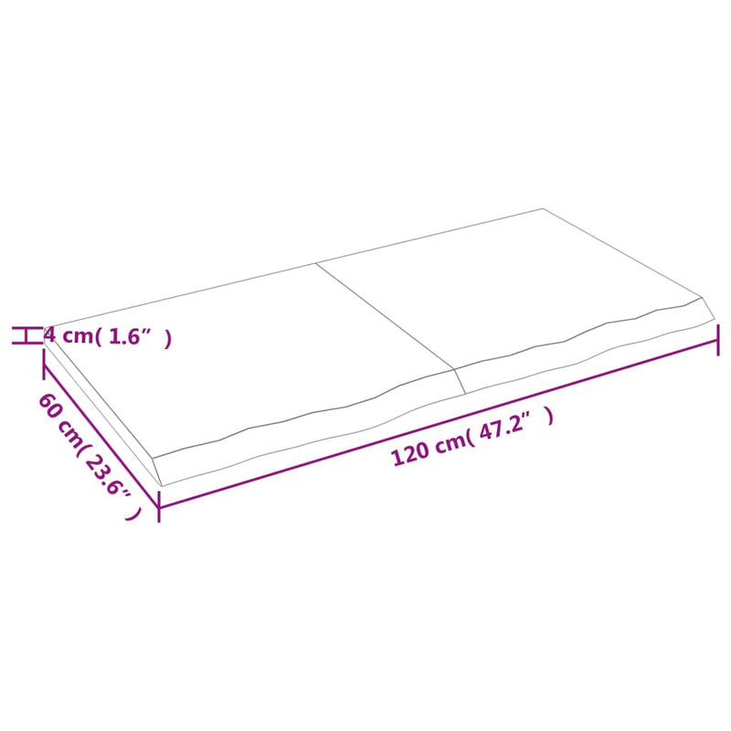 vidaXL Bathroom Countertop Dark Brown 120x60x4 cm Treated Solid Wood