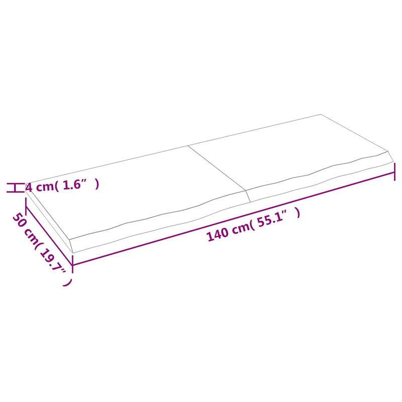 vidaXL Bathroom Countertop Dark Brown 140x50x4 cm Treated Solid Wood