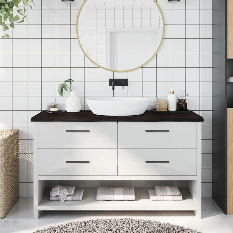 vidaXL Bathroom Countertop Dark Brown 140x50x4 cm Treated Solid Wood
