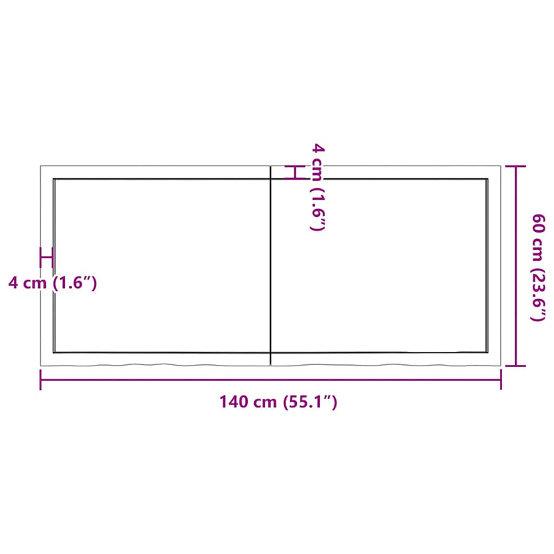 vidaXL Bathroom Countertop Dark Brown 140x60x4 cm Treated Solid Wood