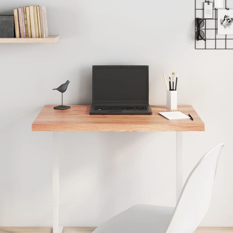 Table Top Light Brown 80x40x4 cm Treated Solid Wood Oak