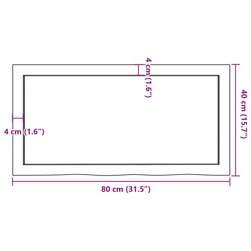 vidaXL Table Top Dark Brown 80x40x4 cm Treated Solid Wood Oak