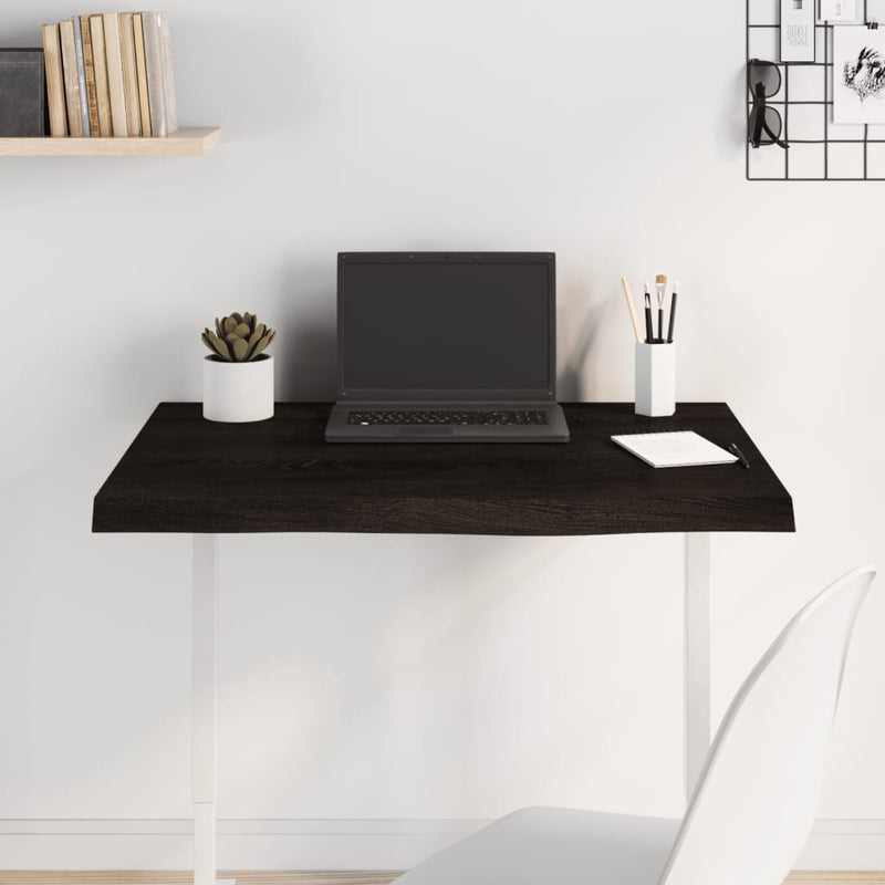 vidaXL Table Top Dark Brown 80x60x6 cm Treated Solid Wood Oak