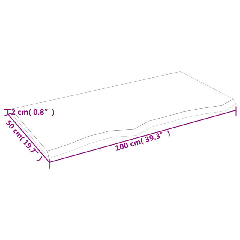 vidaXL Table Top Dark Brown 100x50x2 cm Treated Solid Wood Oak