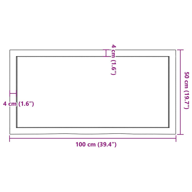 vidaXL Table Top Dark Brown 100x50x4 cm Treated Solid Wood Oak