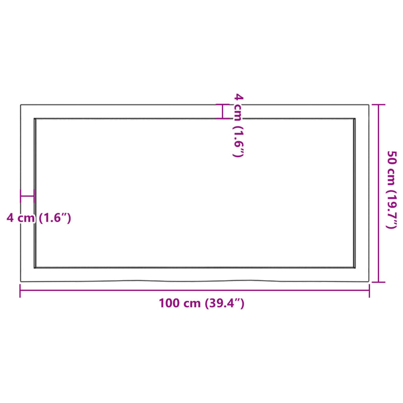vidaXL Table Top Dark Brown 100x50x6 cm Treated Solid Wood Oak