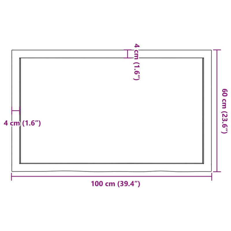 vidaXL Table Top Dark Brown 100x60x4 cm Treated Solid Wood Oak