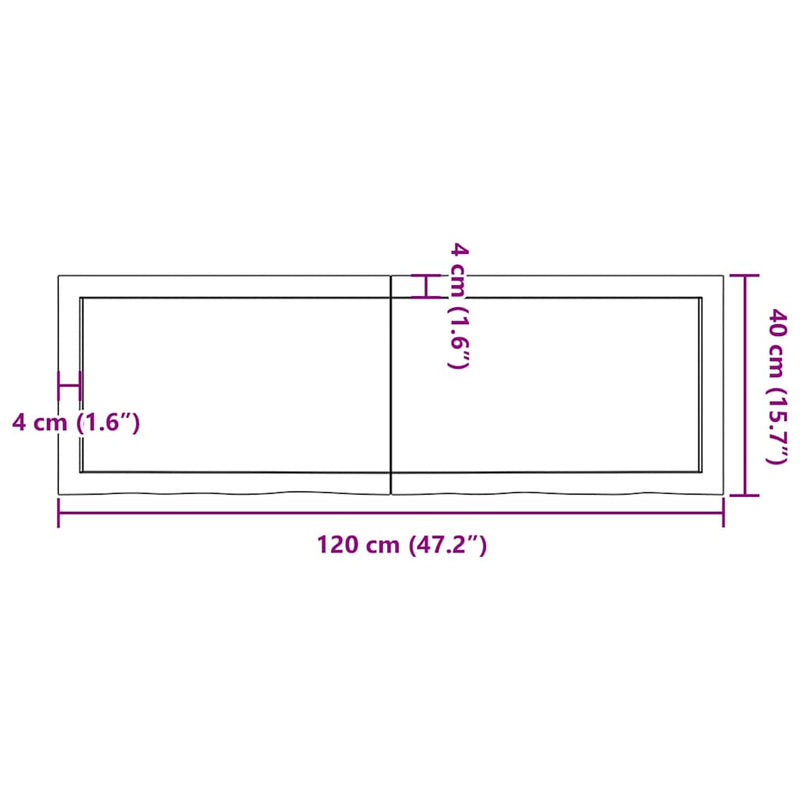 vidaXL Table Top Dark Brown 120x40x4 cm Treated Solid Wood Oak